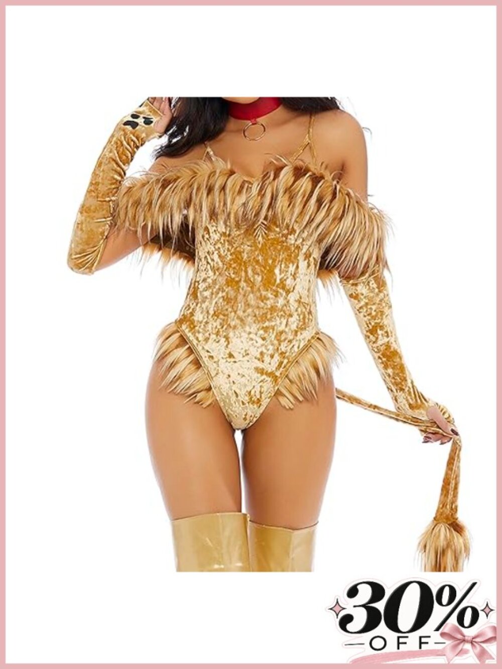Sexy Lion Movie Character Costume Set with Gloves Choker